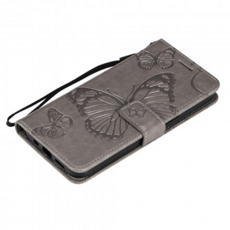 Flip Cover iPhone 13 Med Snor Kæmpe Strappy Sommerfugle