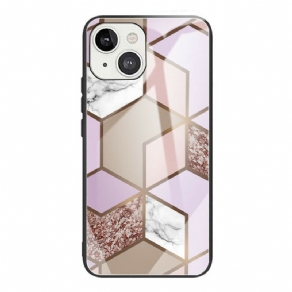 Mobilcover iPhone 13 Geometri Marmor Hærdet Glas