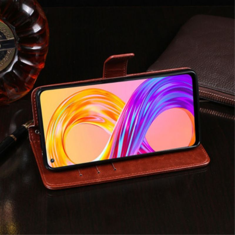 Læder Cover Realme 8 / 8 Pro Imiteret Læder Idewei
