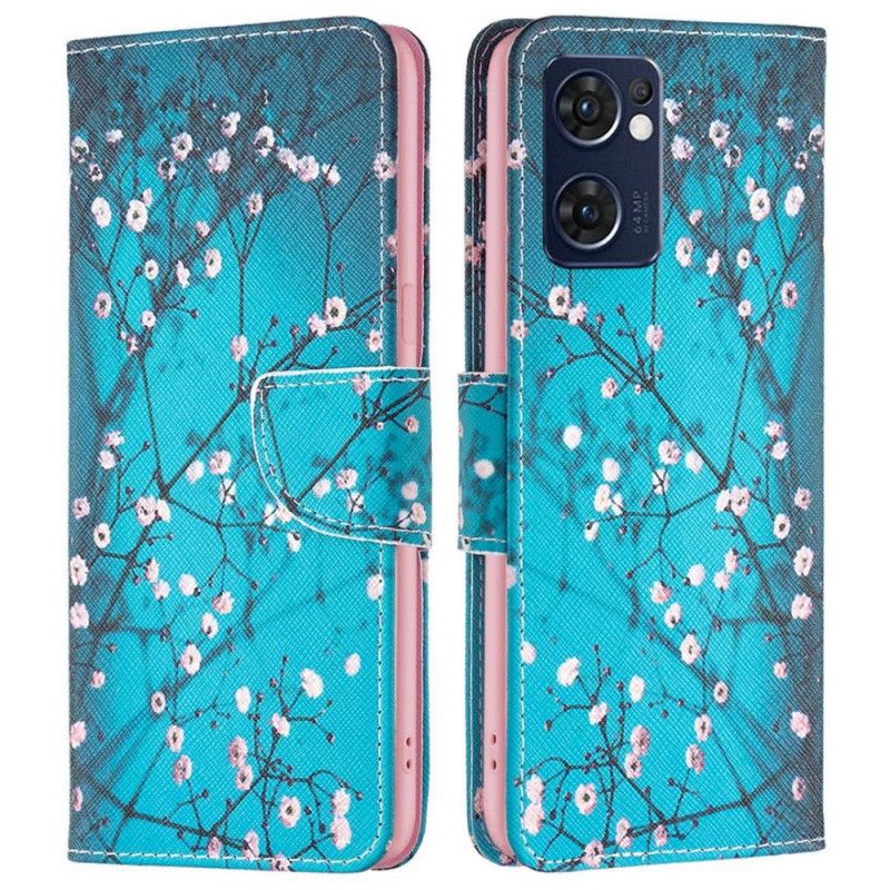Læder Cover Oppo Find X5 Lite Blomstrende Grene