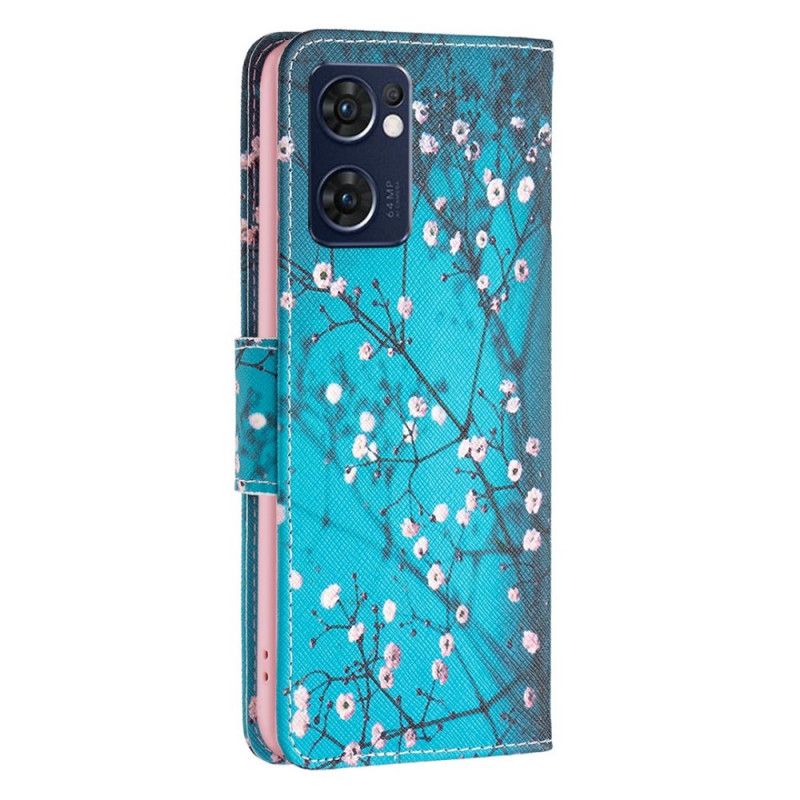 Læder Cover Oppo Find X5 Lite Blomstrende Grene