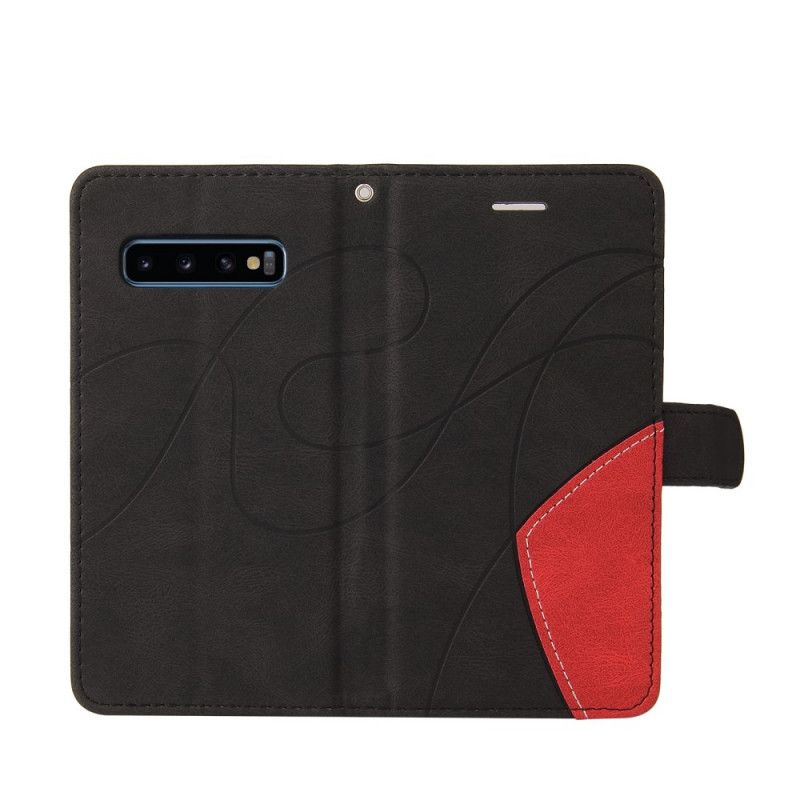 Flip Cover Samsung Galaxy S10 Signatur Tofarvet Imiteret Læder