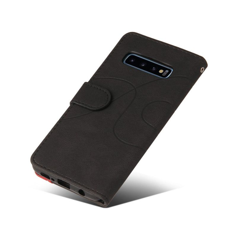 Flip Cover Samsung Galaxy S10 Signatur Tofarvet Imiteret Læder