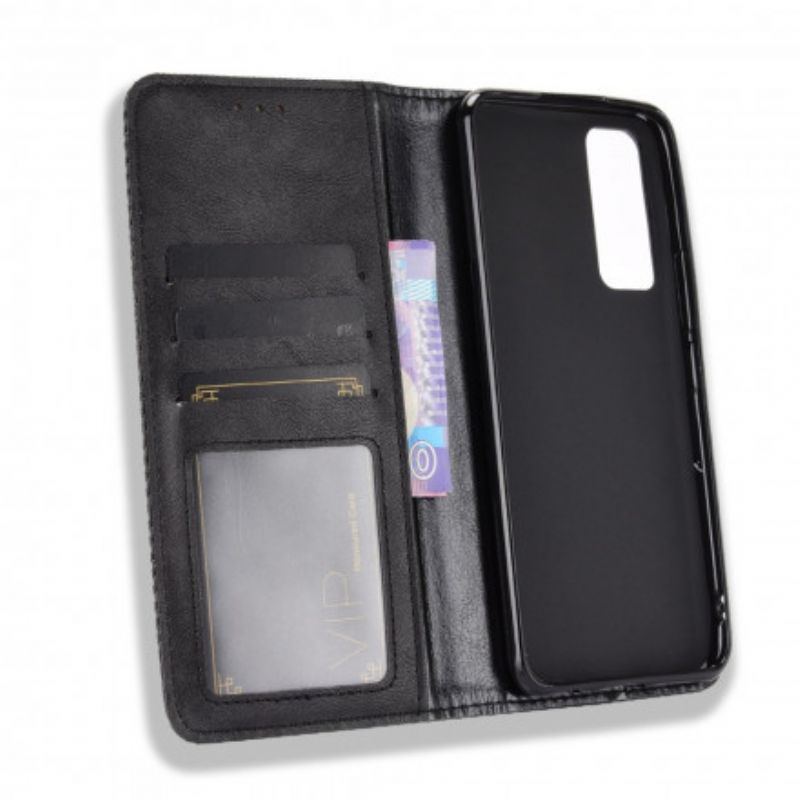 Cover Vivo Y70 Flip Cover Vintage Stiliseret Lædereffekt