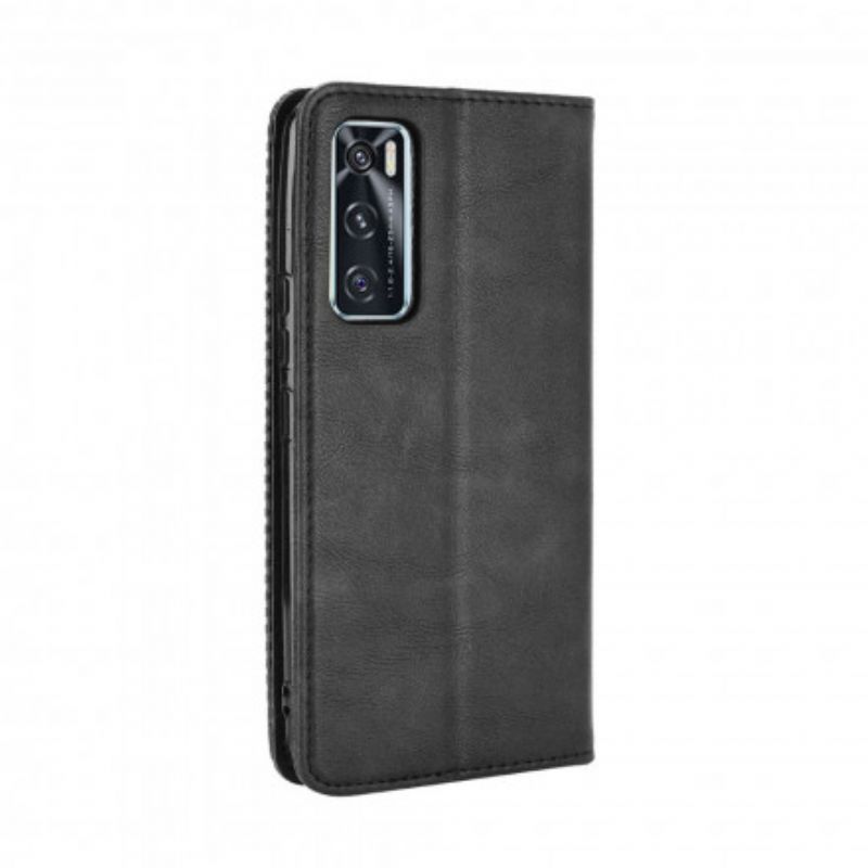Cover Vivo Y70 Flip Cover Vintage Stiliseret Lædereffekt
