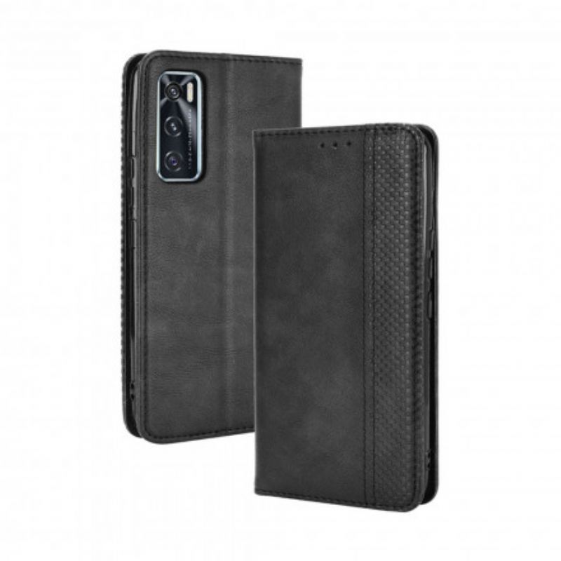 Cover Vivo Y70 Flip Cover Vintage Stiliseret Lædereffekt