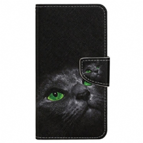 Flip Cover Samsung Galaxy A15 5g Grønøjet Kat Med Rem
