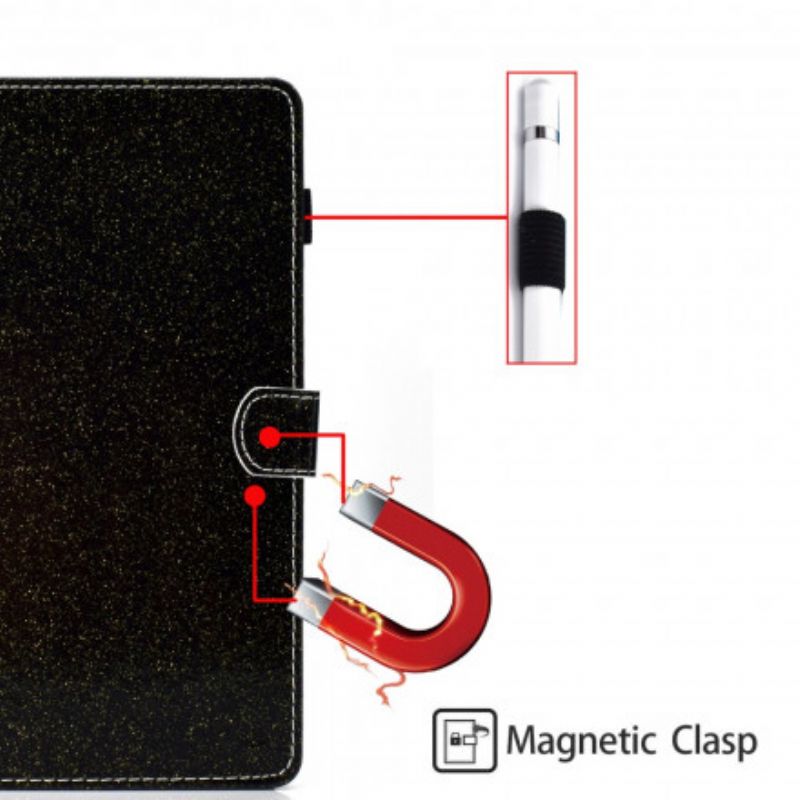Flip Cover Samsung Galaxy Tab A7 Mousserende Pailletter