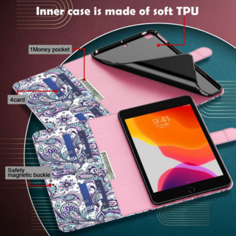 Læder Cover Samsung Galaxy Tab A7 Paisley Mønster