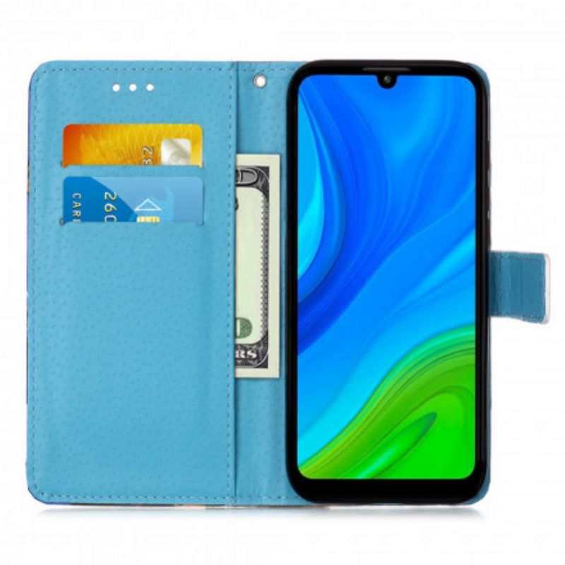 Flip Cover Huawei P Smart 2020 Med Snor Eiffeltårnets Sommerfugle Med Rem