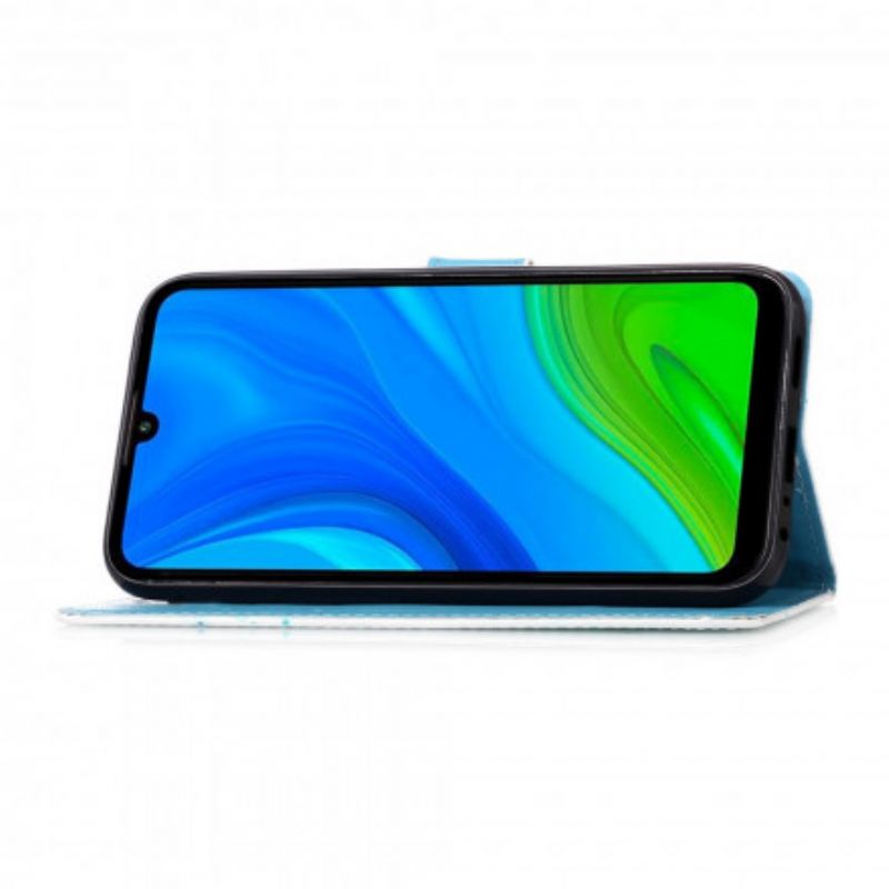 Flip Cover Huawei P Smart 2020 Med Snor Eiffeltårnets Sommerfugle Med Rem