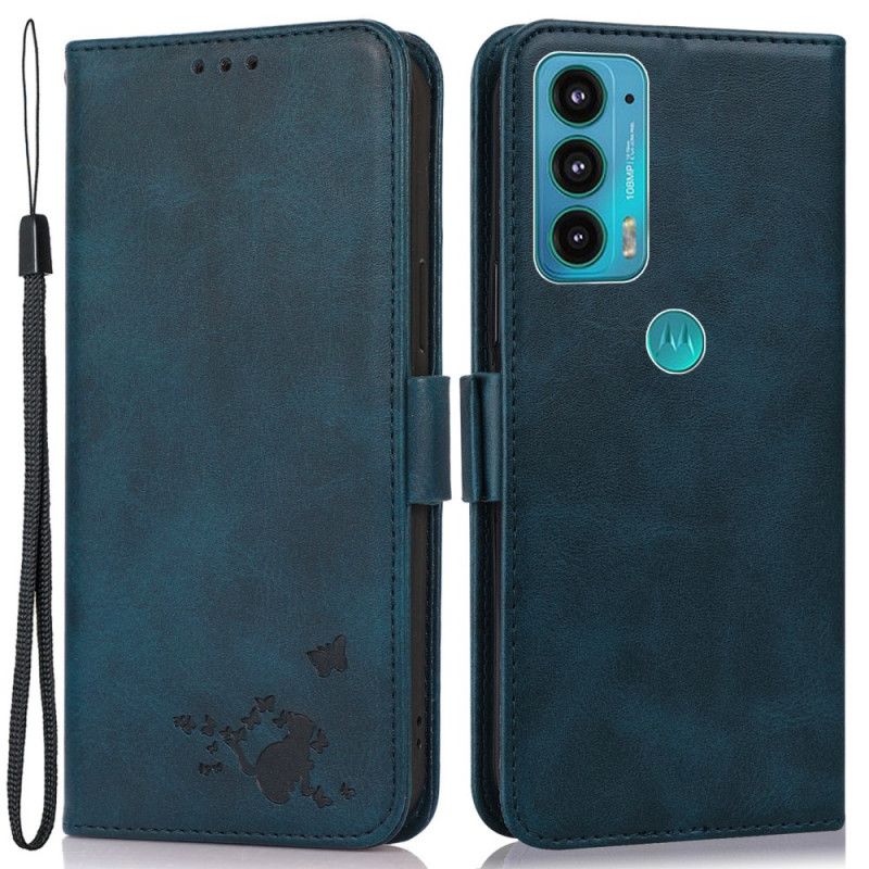 Flip Cover Moto E40 / E30 / E20 Kat Og Sommerfugle