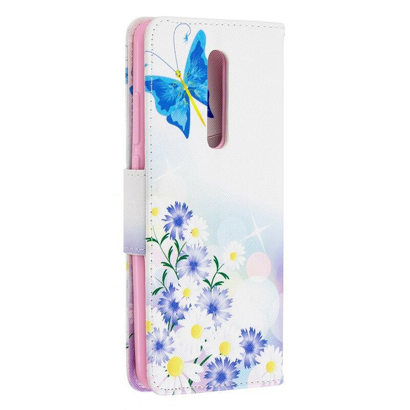 Flip Cover Xiaomi Mi 9T / Mi 9T Pro Malede Sommerfugle Og Blomster