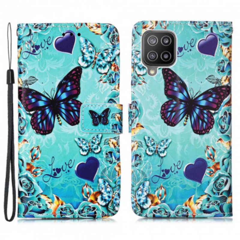 Flip Cover Samsung Galaxy A22 4G Gyldne Sommerfugle