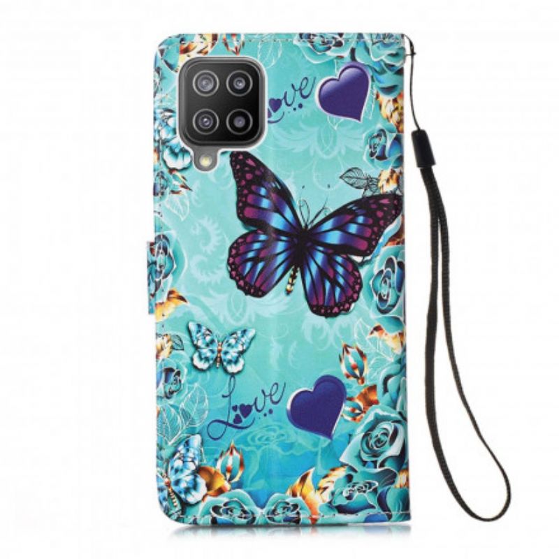 Flip Cover Samsung Galaxy A22 4G Gyldne Sommerfugle
