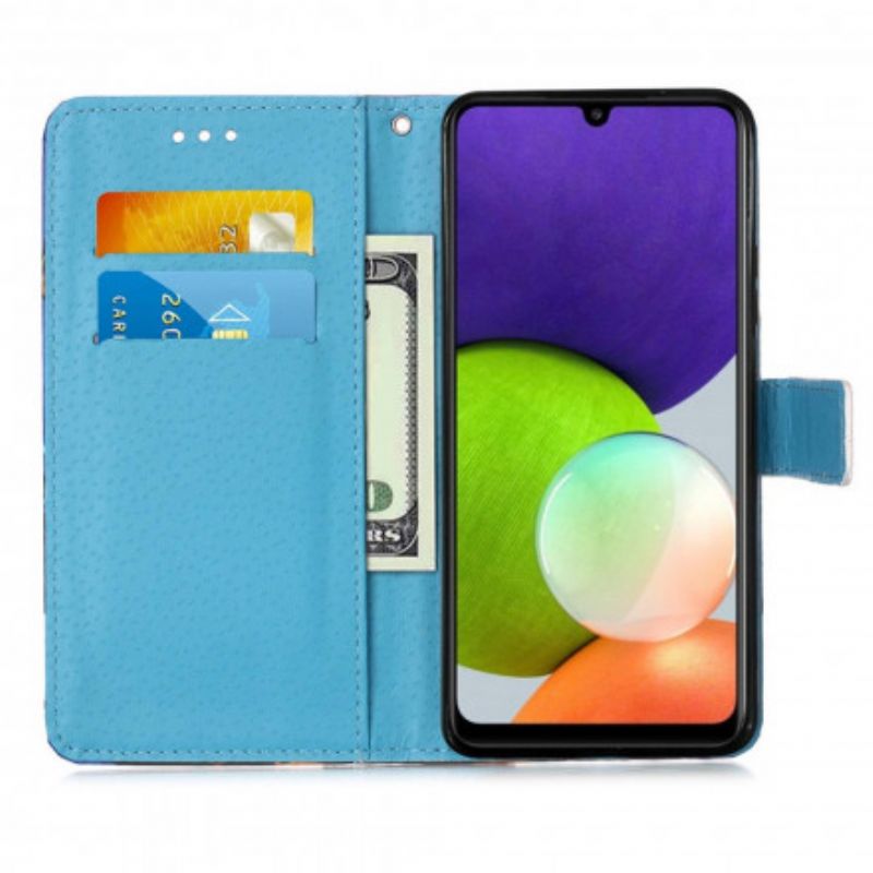 Flip Cover Samsung Galaxy A22 4G Gyldne Sommerfugle