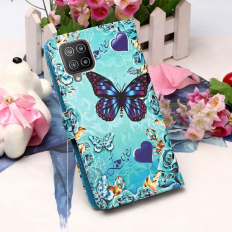 Flip Cover Samsung Galaxy A22 4G Gyldne Sommerfugle
