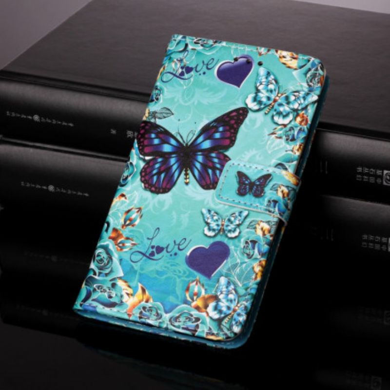 Flip Cover Samsung Galaxy A22 4G Gyldne Sommerfugle