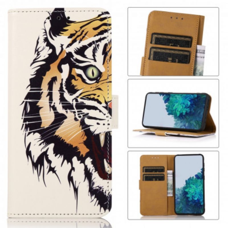 Flip Cover Samsung Galaxy A22 4G Hærd Tiger
