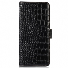 Læder Cover OnePlus 10T 5G Rfid Crocodile Style