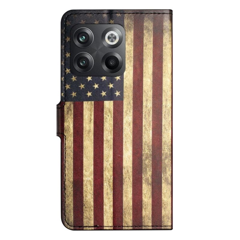 Læder Cover OnePlus 10T 5G Vintage Amerikansk Flag