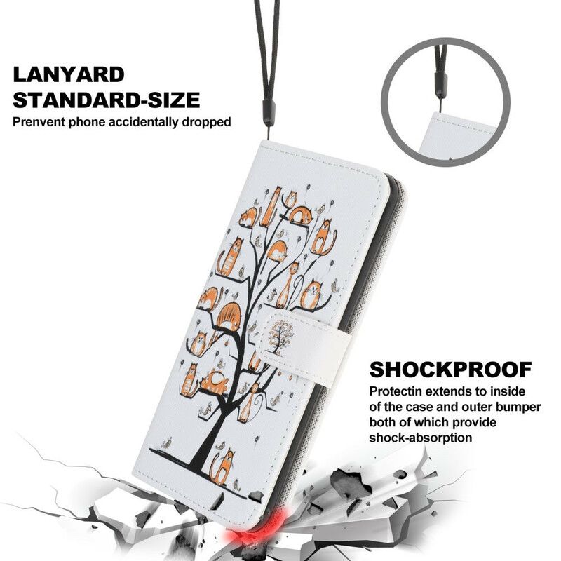 Flip Cover Samsung Galaxy A31 Med Snor Funky Katte Med Rem