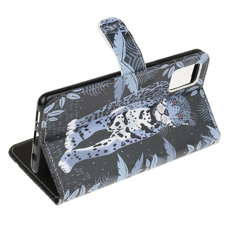 Læder Cover Samsung Galaxy A31 Med Snor Thong Leopard