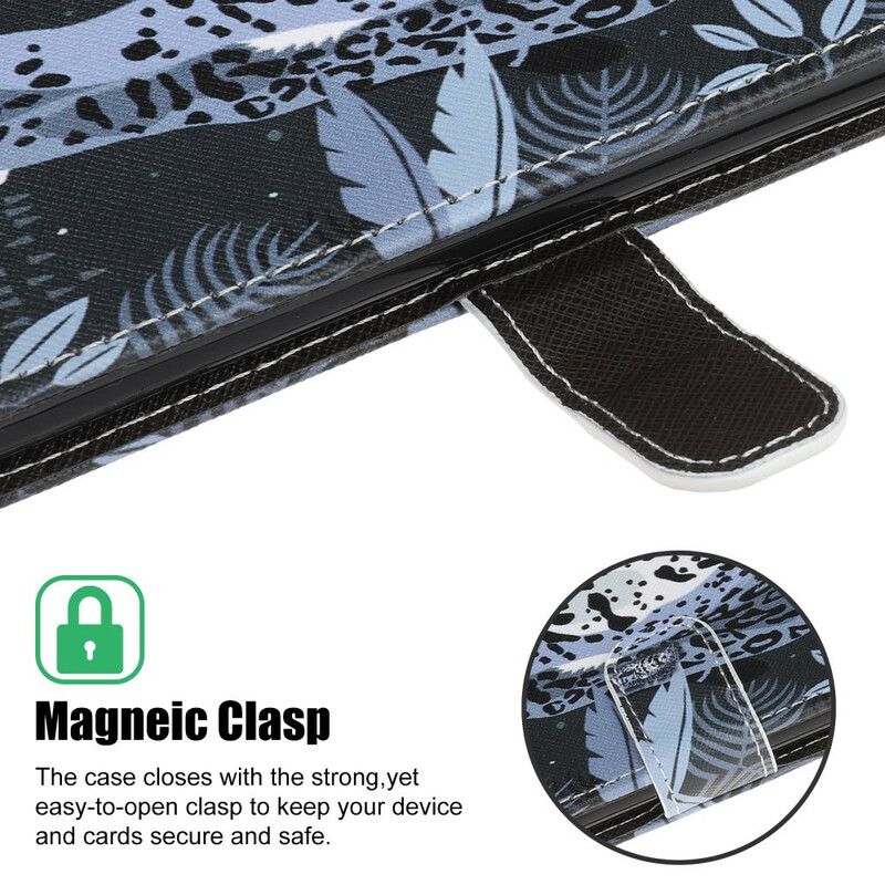Læder Cover Samsung Galaxy A31 Med Snor Thong Leopard