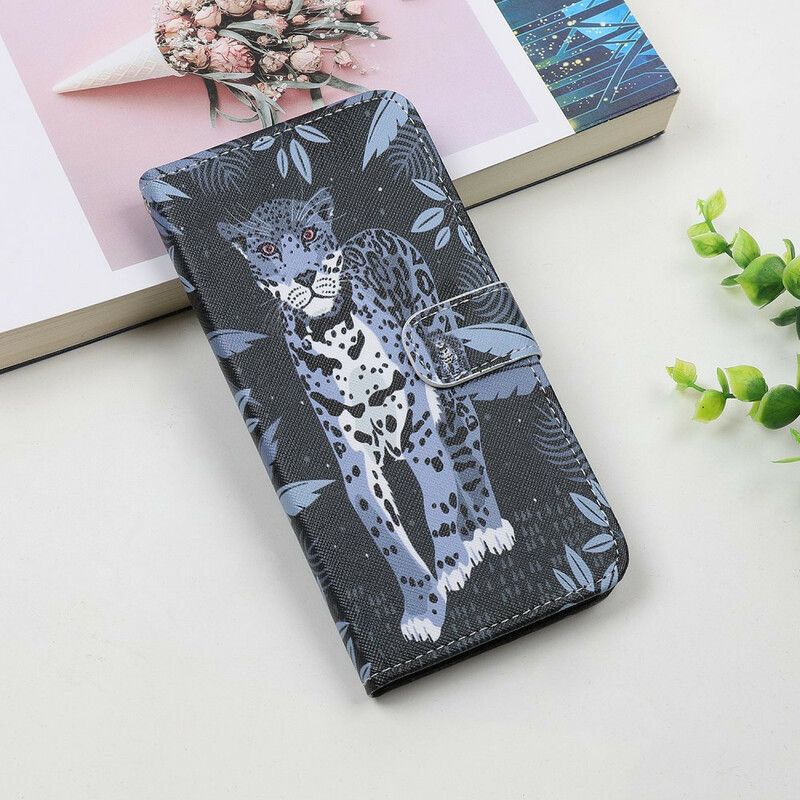 Læder Cover Samsung Galaxy A31 Med Snor Thong Leopard