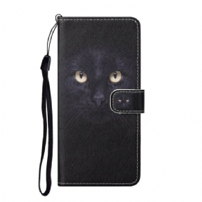 Flip Cover Huawei P Smart 2021 Med Snor Sorte Katteøjne Med Rem