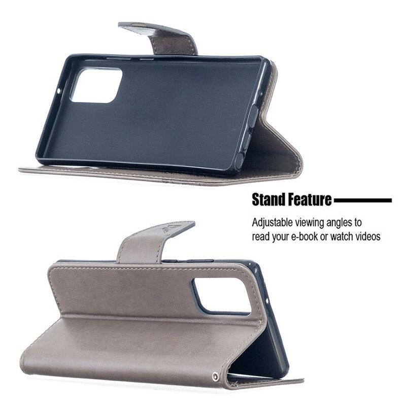 Flip Cover Samsung Galaxy Note 20 Læder Cover Sommerfugle Og Skråklap