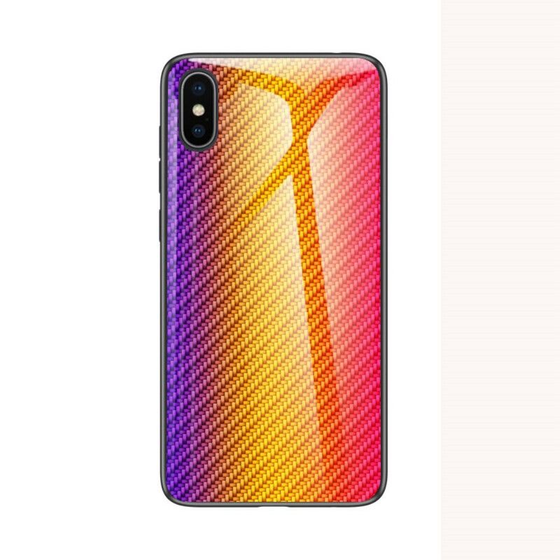 Cover iPhone X / XS Kulfiber Hærdet Glas