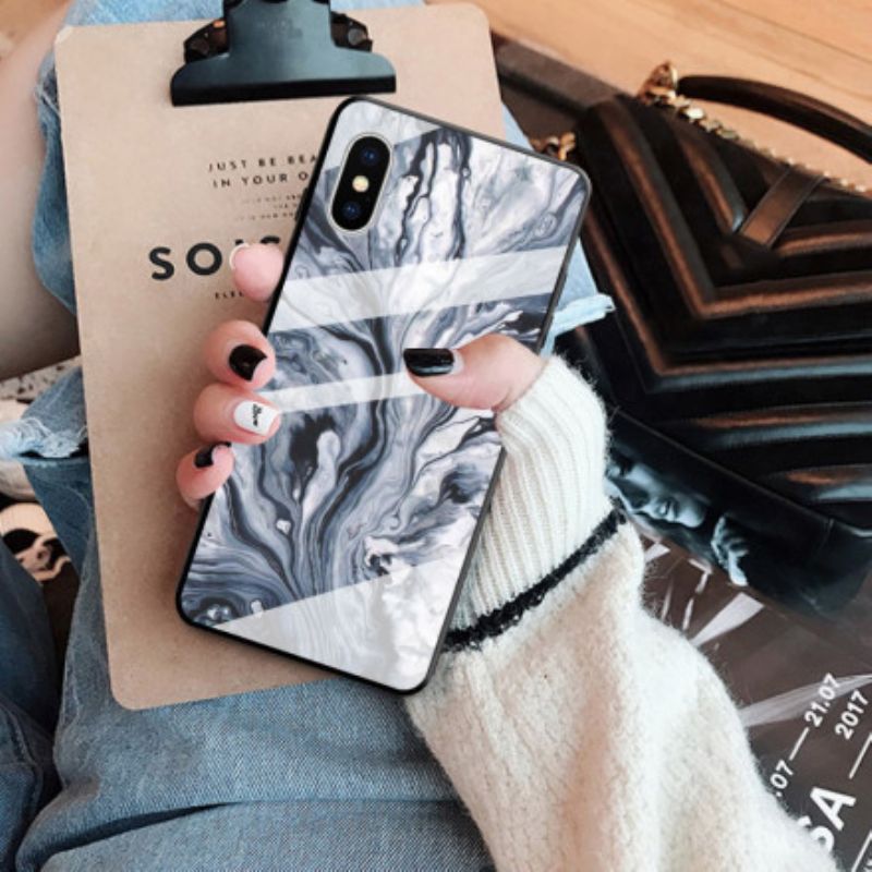 Cover iPhone X / XS Marmor Hærdet Glas