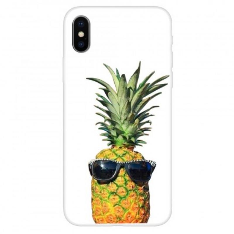 Cover iPhone X / XS Transparent Ananas Med Briller
