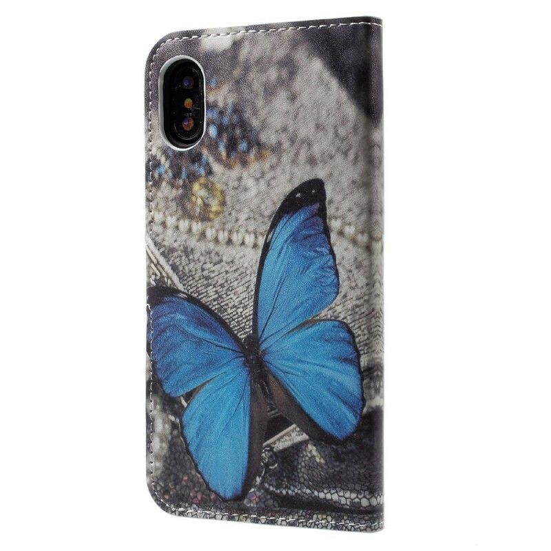 Flip Cover iPhone X / XS Blå Sommerfugl