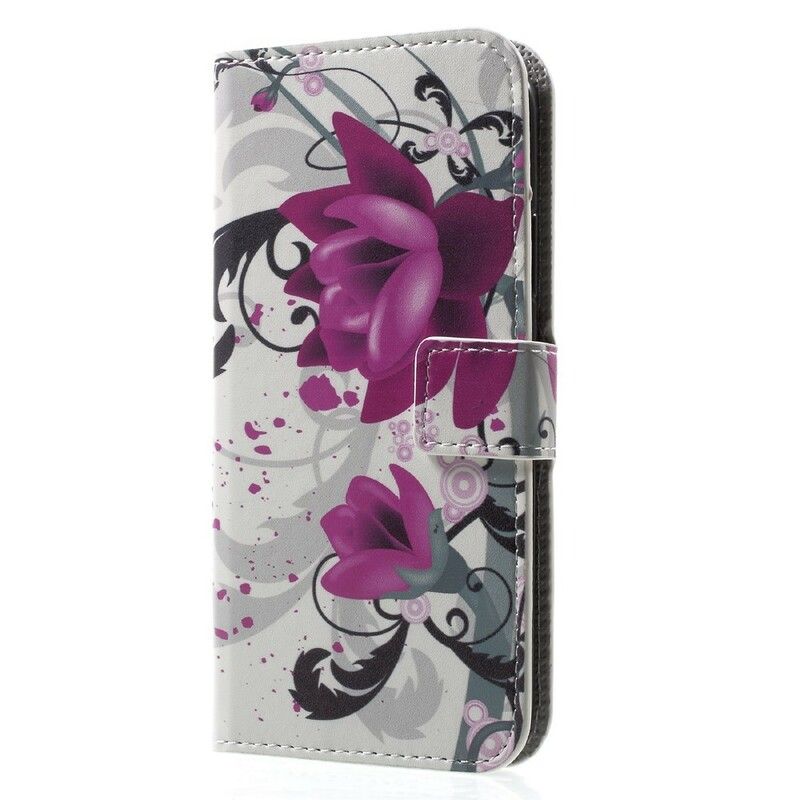 Flip Cover iPhone X / XS Tropiske Blomster