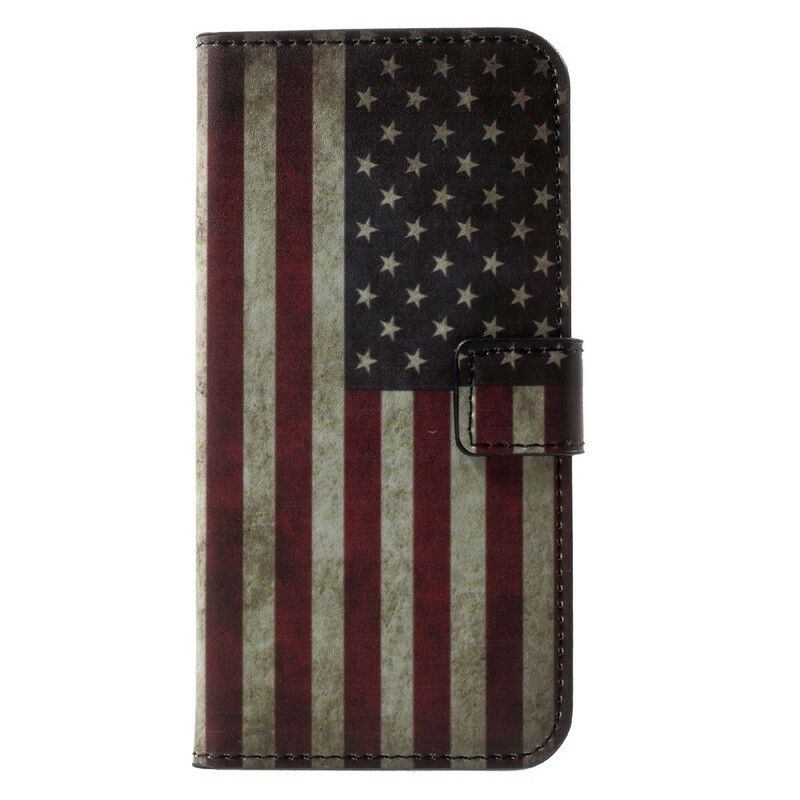 Læder Cover iPhone X / XS Usa Flag