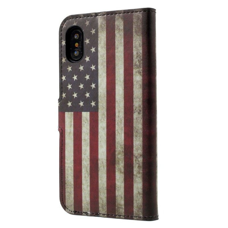 Læder Cover iPhone X / XS Usa Flag