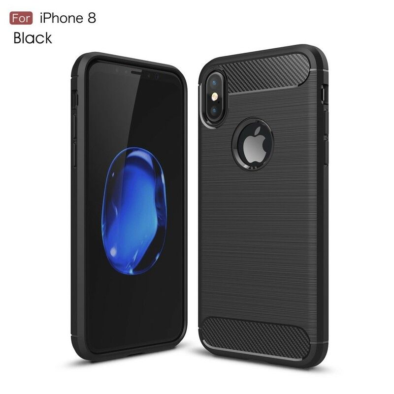 Mobilcover iPhone X / XS Børstet Kulfiber
