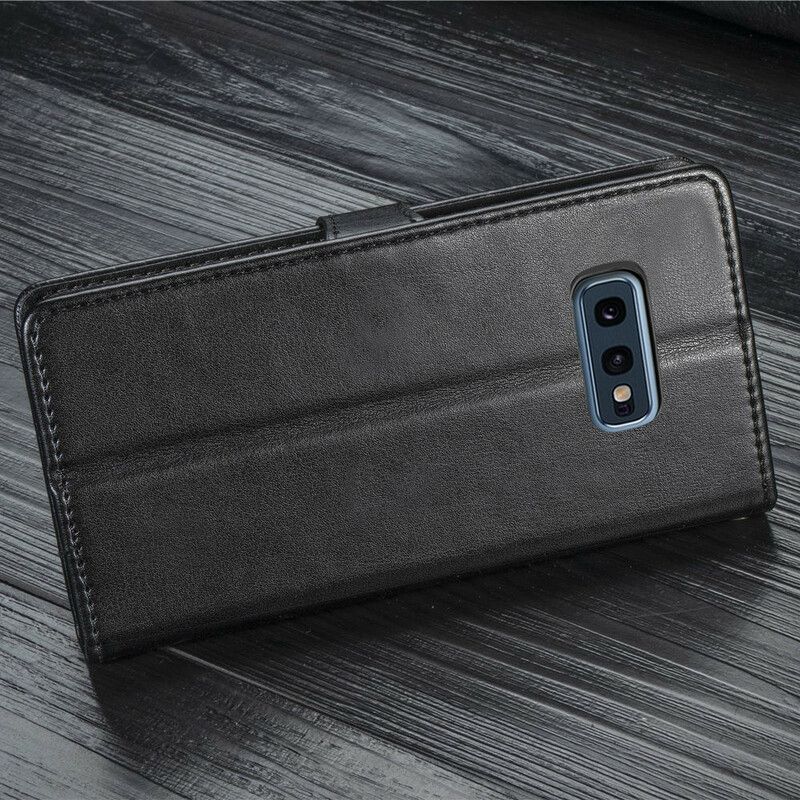 Flip Cover Samsung Galaxy S10e Imiteret Læder Og Vintage Lås