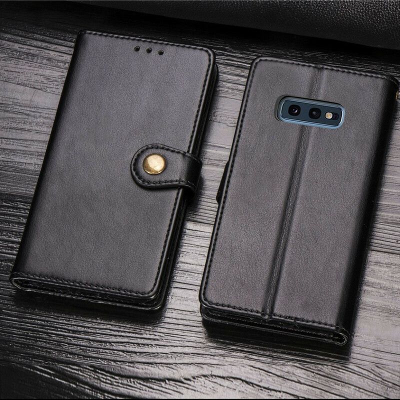 Flip Cover Samsung Galaxy S10e Imiteret Læder Og Vintage Lås
