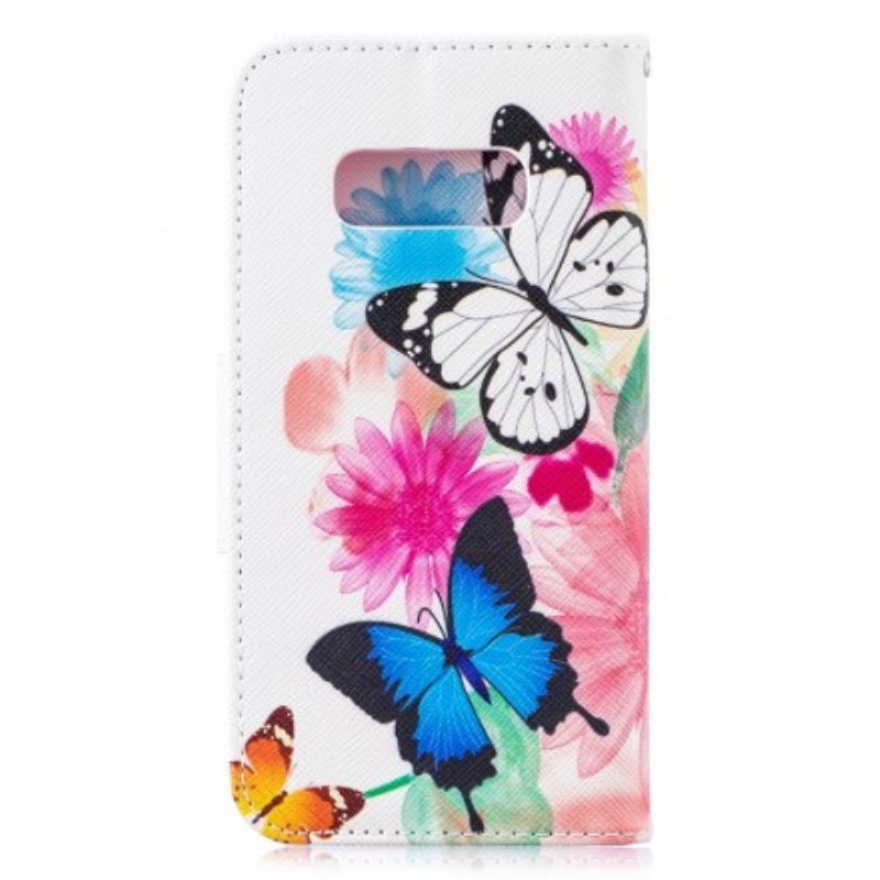 Flip Cover Samsung Galaxy S10e Malede Sommerfugle Og Blomster