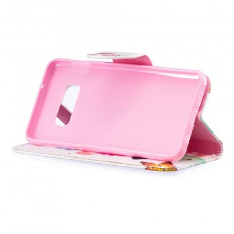 Flip Cover Samsung Galaxy S10e Malede Sommerfugle Og Blomster