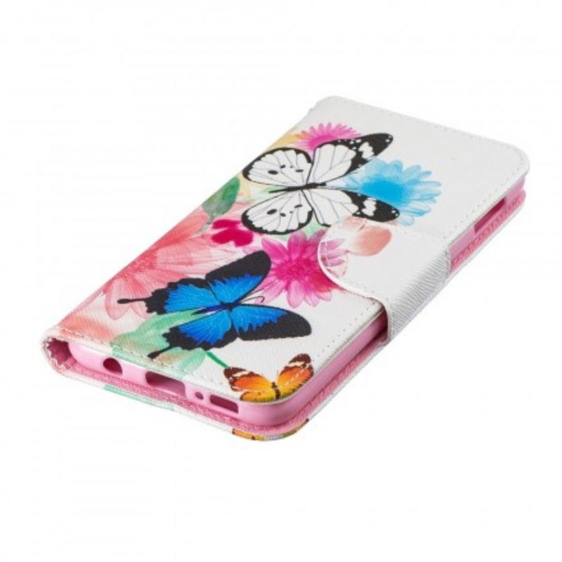 Flip Cover Samsung Galaxy S10e Malede Sommerfugle Og Blomster