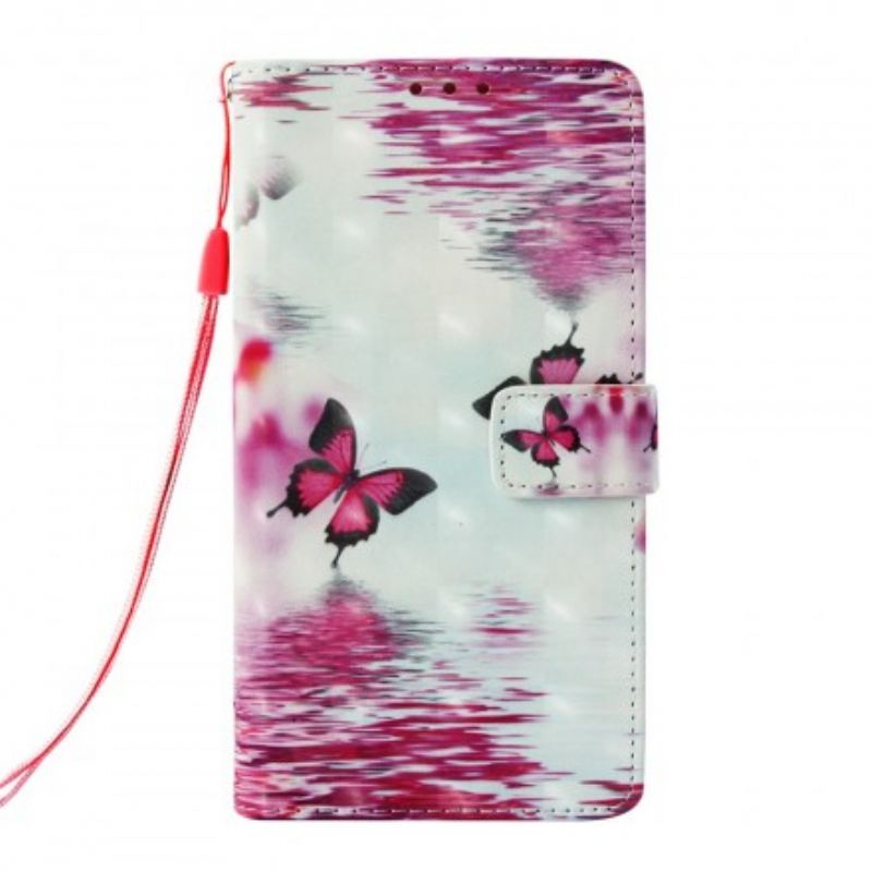 Flip Cover Samsung Galaxy S10e Røde Sommerfugle