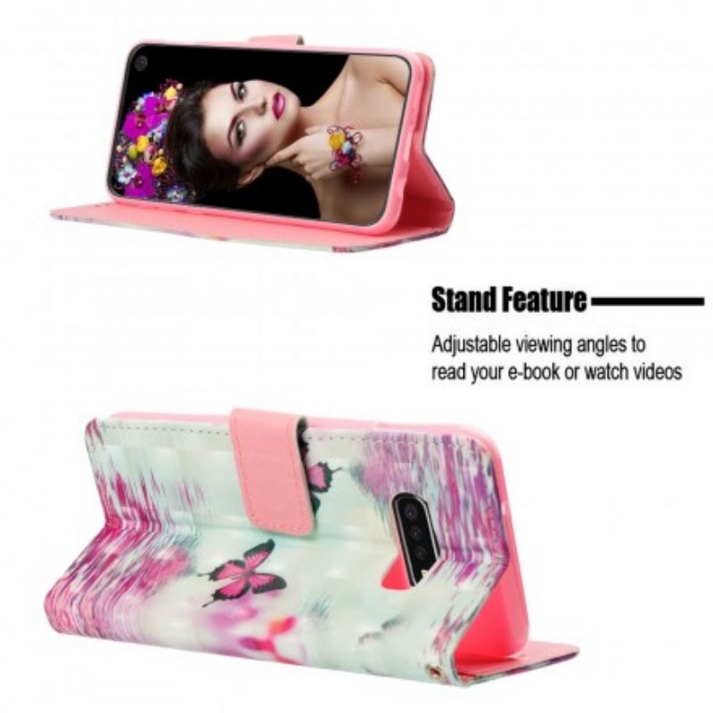 Flip Cover Samsung Galaxy S10e Røde Sommerfugle