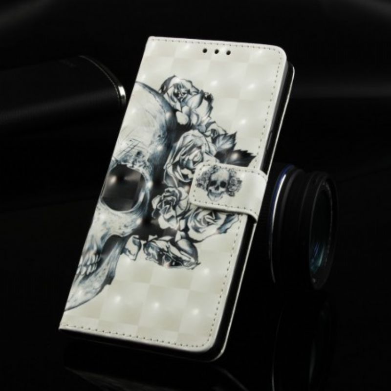 Læder Cover Samsung Galaxy S10e Blomsterskalle
