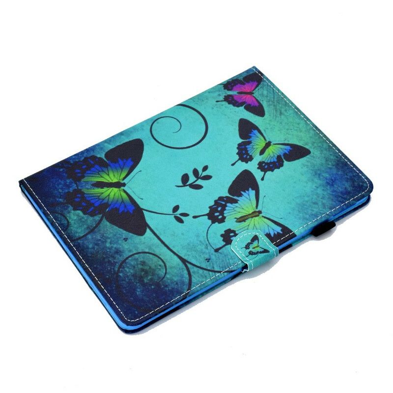 Læder Cover iPad Air (2022) Grønne Sommerfugle