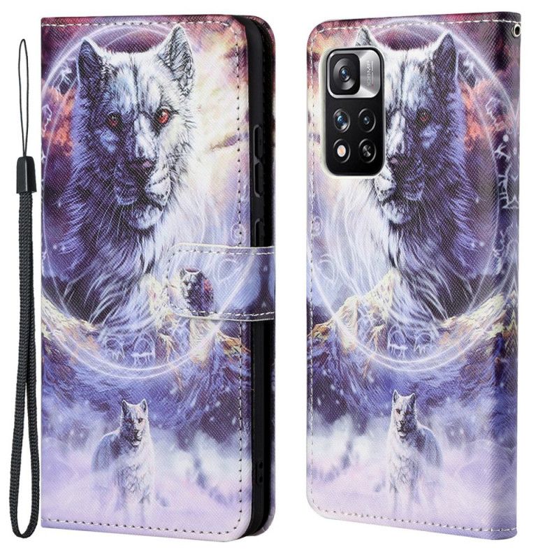 Flip Cover Xiaomi Redmi Note 11 Pro 4G / 5G Vinterulv Med Snor