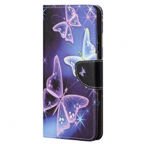 Læder Cover Xiaomi Redmi Note 11 Pro 4G / 5G Neonsommerfugle